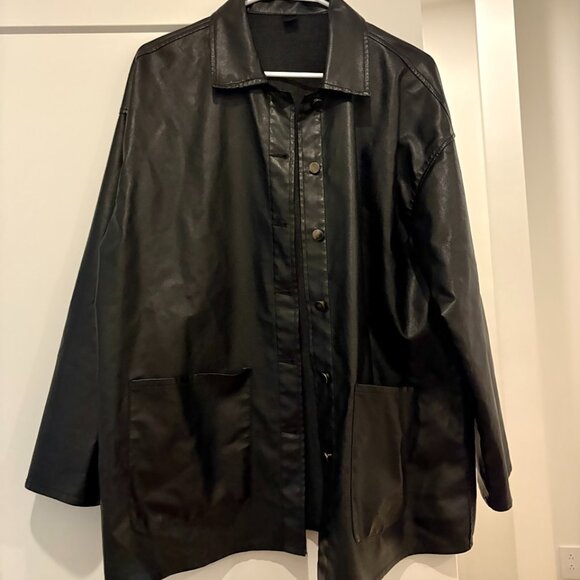 Zara Faux Leather Black Button-Up Jacket, size XL - Picture 4 of 5